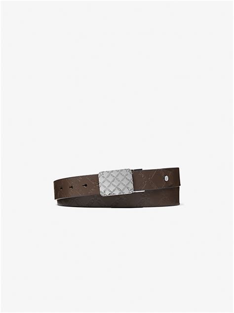 Reversible Empire Logo Embossed Leather Belt.